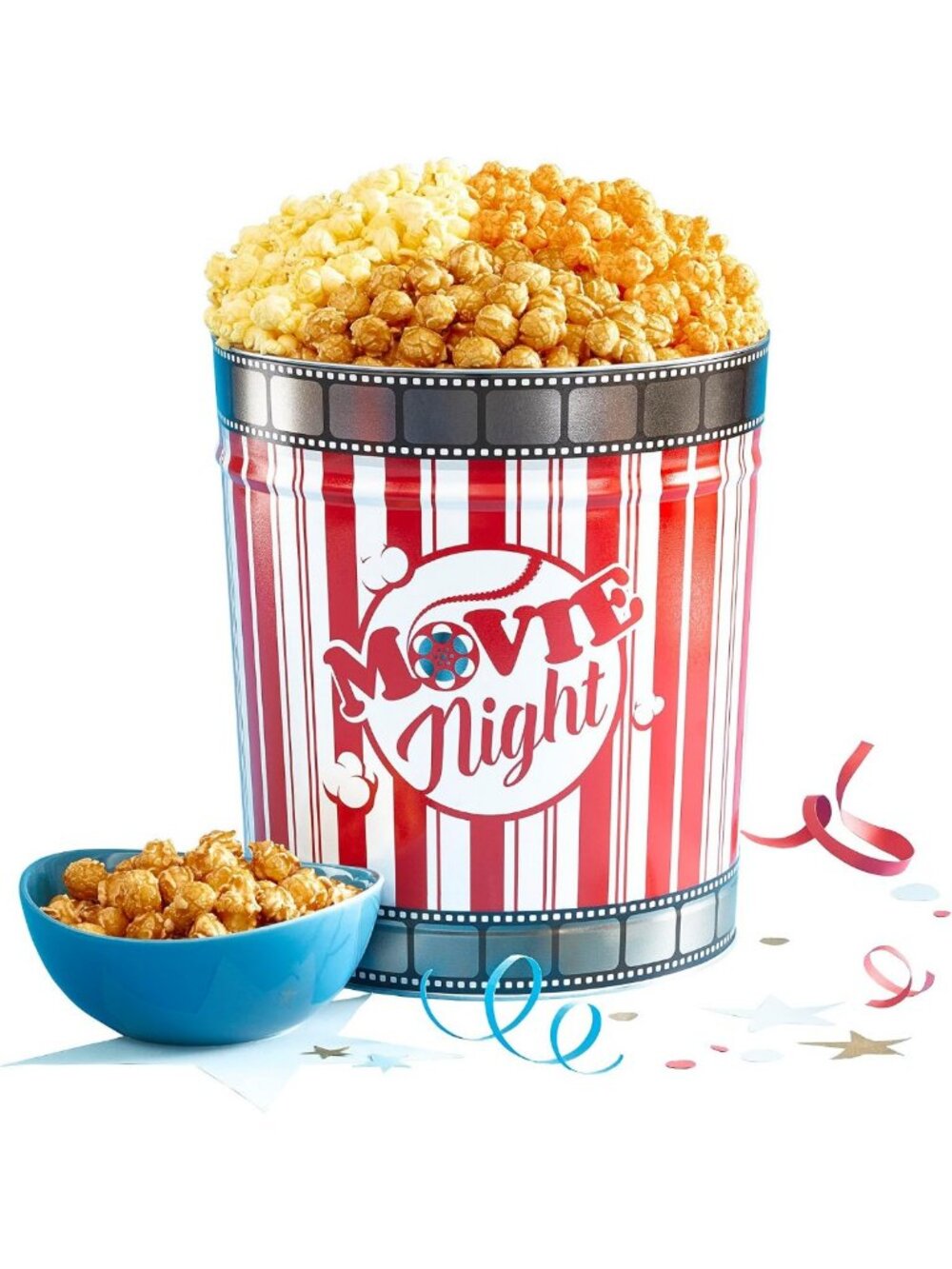 Delicious Popcorn Gift Tin for Movie Night - 3.5 Gallons of Cheddar, Butter